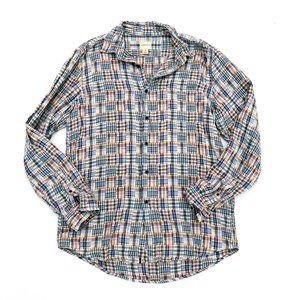 GH BASS & CO Men's Madras Patchwork Preppy Plaid Button Shirt Medium